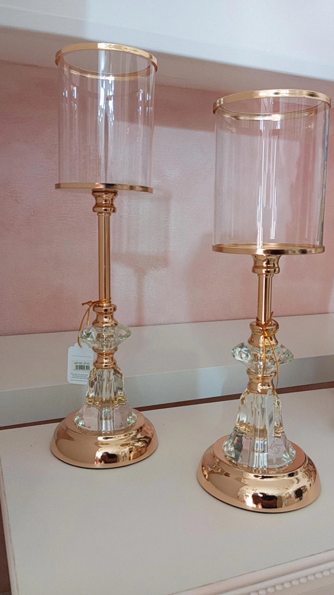 Portacandela in oro e vetro zt43